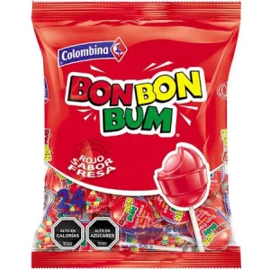 DULCE BOM BOM BUM  ROJO SABOR FRESA 24 UNID