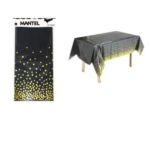 Mantel negro tornasol con punto (137x183CM)