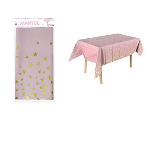 MANTEL ROSADO ESTRELLA DORADO 137X183 MP