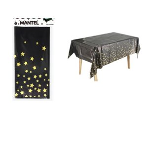 MANTEL NEGRO ESTRELLA DORADO 137X183 MP