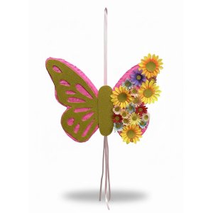 Piñata Artesanal Mariposa y Flores