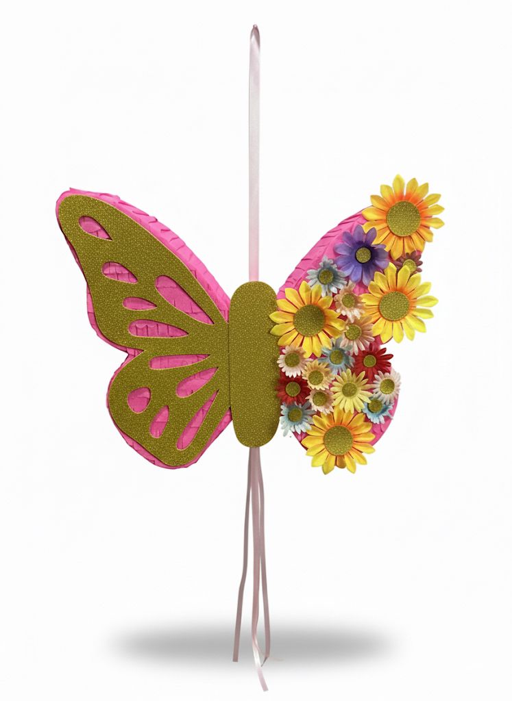 e221e9bb-ebb0-45c1-a254-076f32ed85b9 Piñata Artesanal Mariposa y Flores - Imagen 1