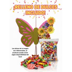 Piñata Artesanal Mariposa y Flores - Imagen 2