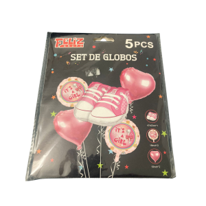 SET GLOBO BABY SHOWER ROSADO 5PCS GFELIZ
