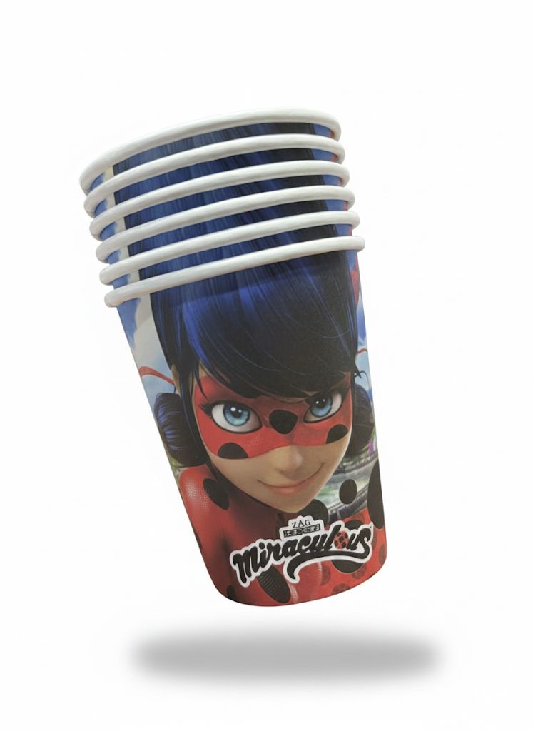 6f85bf90-0890-47b4-b17b-78d1a366259a Vasos Polipapel Miraculous Ladybug 6 Unidades - Imagen 1