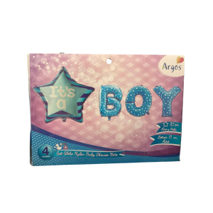 SET GLOBO FOIL BABY SHOWER AZUL ARGOS