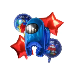 SET GLOBO AMONGUS AZUL 5PCS PARTY