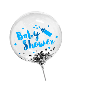 GLOBO BURBUJA CONFETTI BABY CELESTE FEST