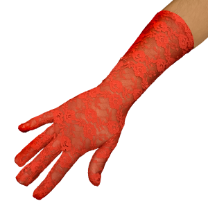 GUANTE ROJO ENCAJE 34CM ROJO FESTY
