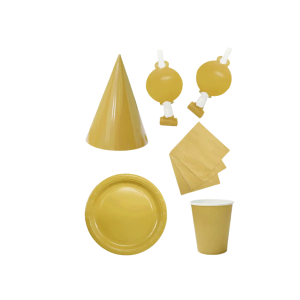 SET DE CUMPLE LISO DORADO 30 PCS MR PARTY
