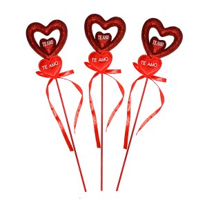 Stick San Valentín corazón plumavit doble escarcha