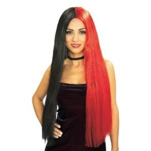 PELUCA RED BLACK WIG CARNAVAL