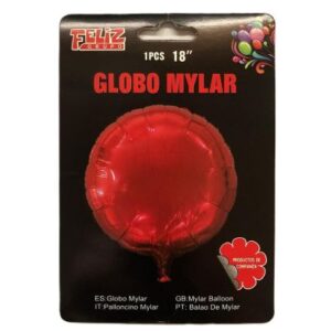 Globo circular metalizado color rojo 1 unidad (18IN)