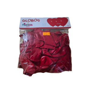 GLOBO CORAZON 25CM ROJO 50 UNID MPA