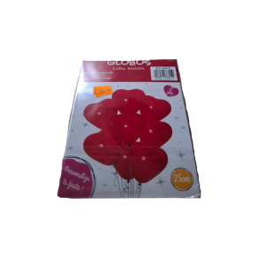 GLOBO CORAZON 25CM ROJO 8 UNID MPA
