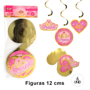 Set decoración colgante temática princesa 6 unidades