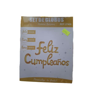 SET FOIL FELIZ CUMPLEAÑOS DORADO