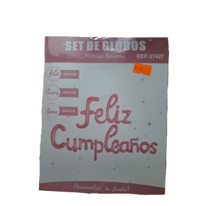 SET FOIL FELIZ CUMPLEAÑOS ROSADO