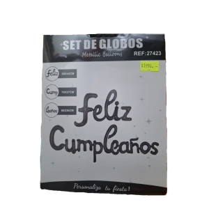 SET FOIL FELIZ CUMPLEAÑOS NEGRO