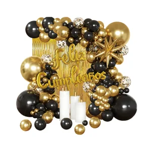 SET GLOBO DECORATIVO FC NEGRO 48 PCS BELINA