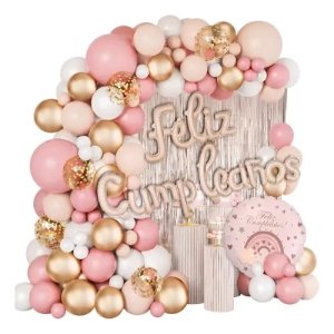 SET GLOBO DECORATIVOS FC  ARENA ROSADO 61PCS BE